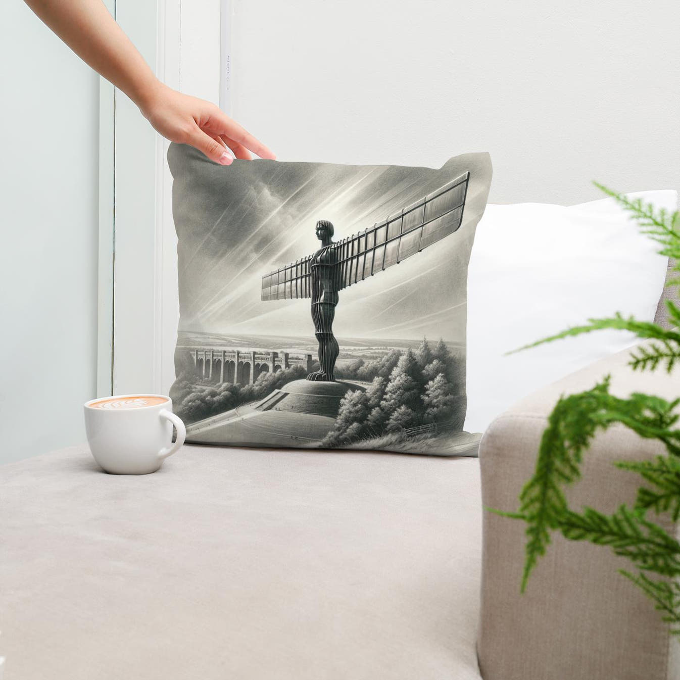 Newcastle Angel of the North Classic Vision Cotton Cushion - Secondary Image 5