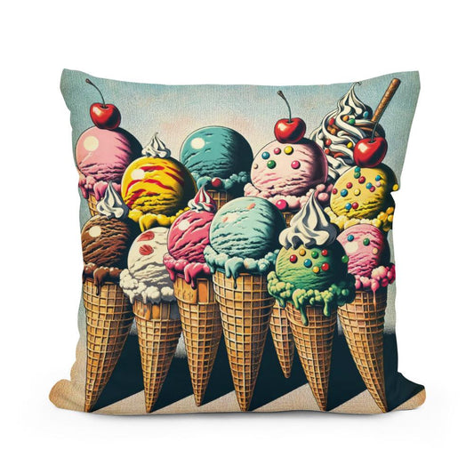 Vintage Pop Ice Cream Delight Cotton Cushion - Main Image