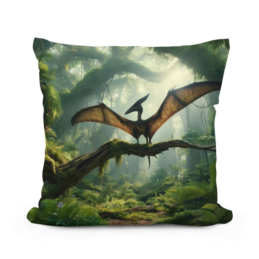 Forest Perch Pterodactyl Cotton Pillow - Main Image