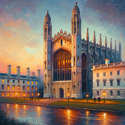 Cambridge King's College Chapel Dusk Impression Cotton Cushion