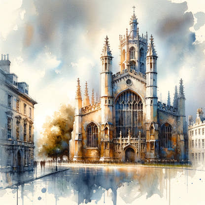 Cambridge St Mary's Watercolor Whisper Cotton Cushion