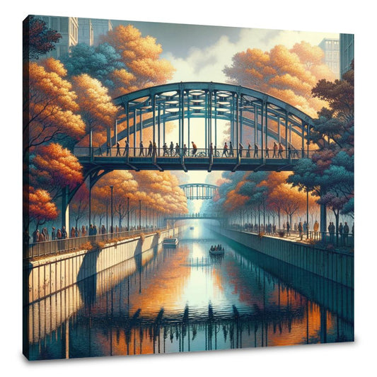 Autumn Urban Bridge Canvas - Main Image