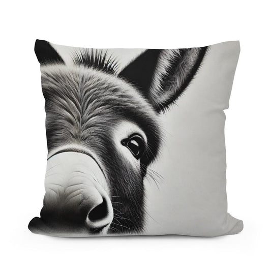 Curious Donkey Peeking Cotton Pillow - Main Image