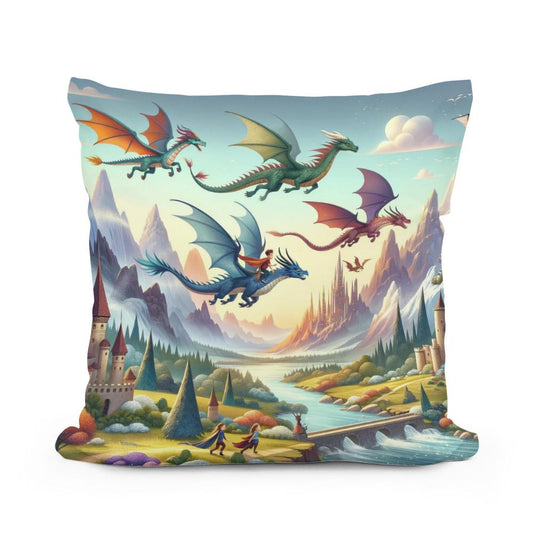 Dragon Riders Cotton Pillow - Main Image