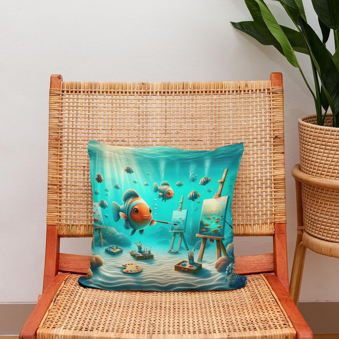 Aquatic Artistry Cotton Pillow - Secondary Image 2