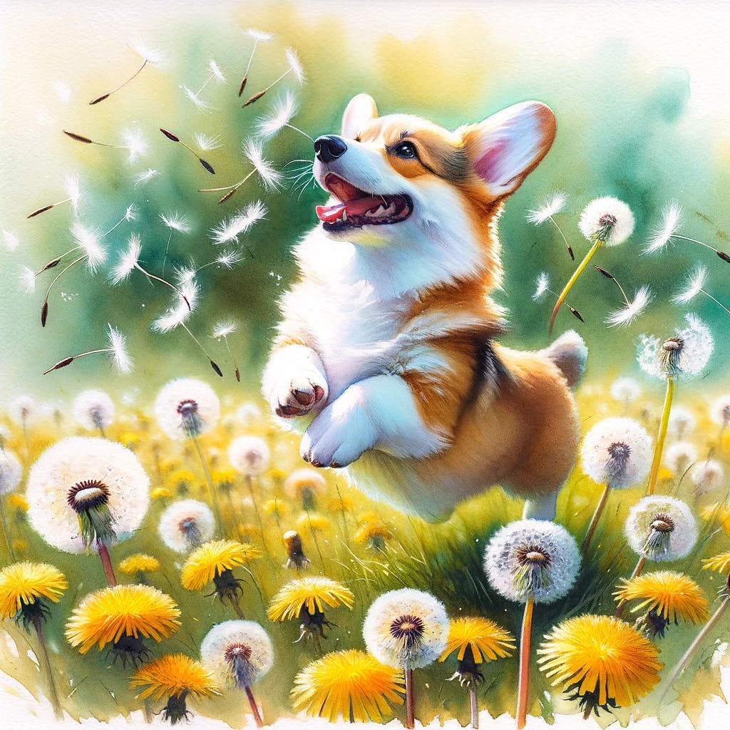 Corgi Whimsy Cotton Cushion