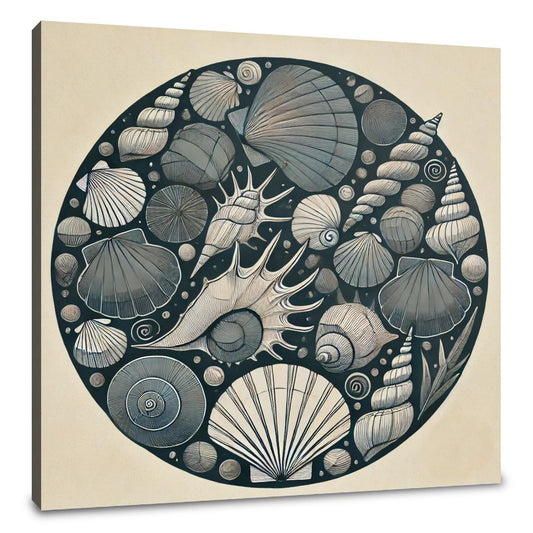 Dark Shells Line Art Canvas - Main Image