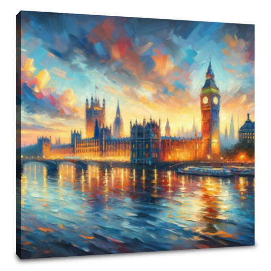 London Parliament Sunset Impression Canvas - Main Image