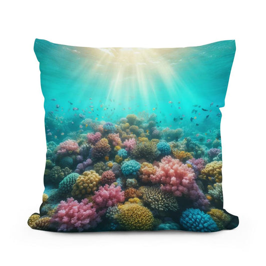 Coral Reef Serenity Cotton Pillow - Main Image