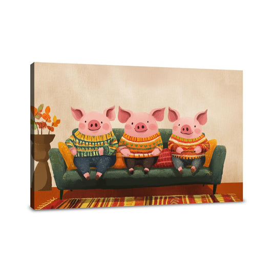Sweatered Pigs on Canvas - Main Image