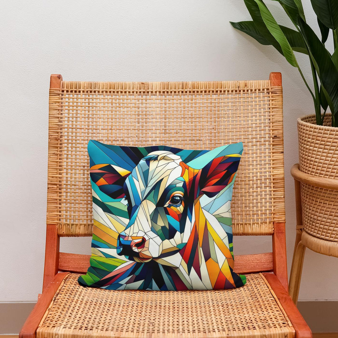 Cubist Contrast Cow Cotton Cushion - Secondary Image 2