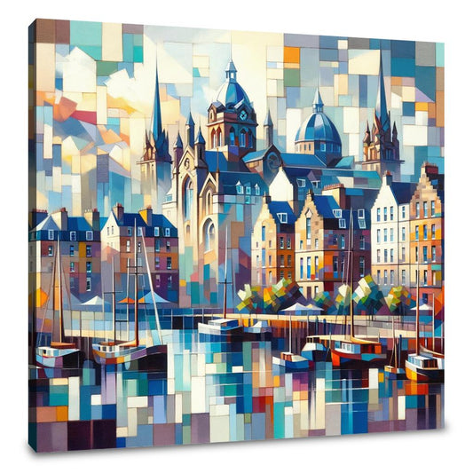 Edinburgh's Cubist Leith Marina Canvas - Main Image