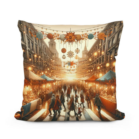 Autumn Festival Street Cotton Cushion - Main Image