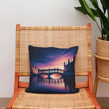 Cambridge Twilight Bridge Cotton Cushion - Secondary Image 2