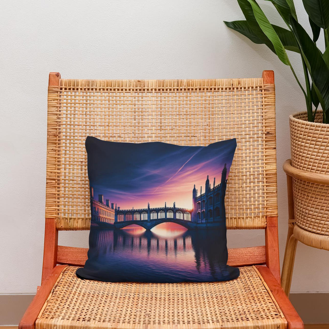 Cambridge Twilight Bridge Cotton Cushion - Secondary Image 2
