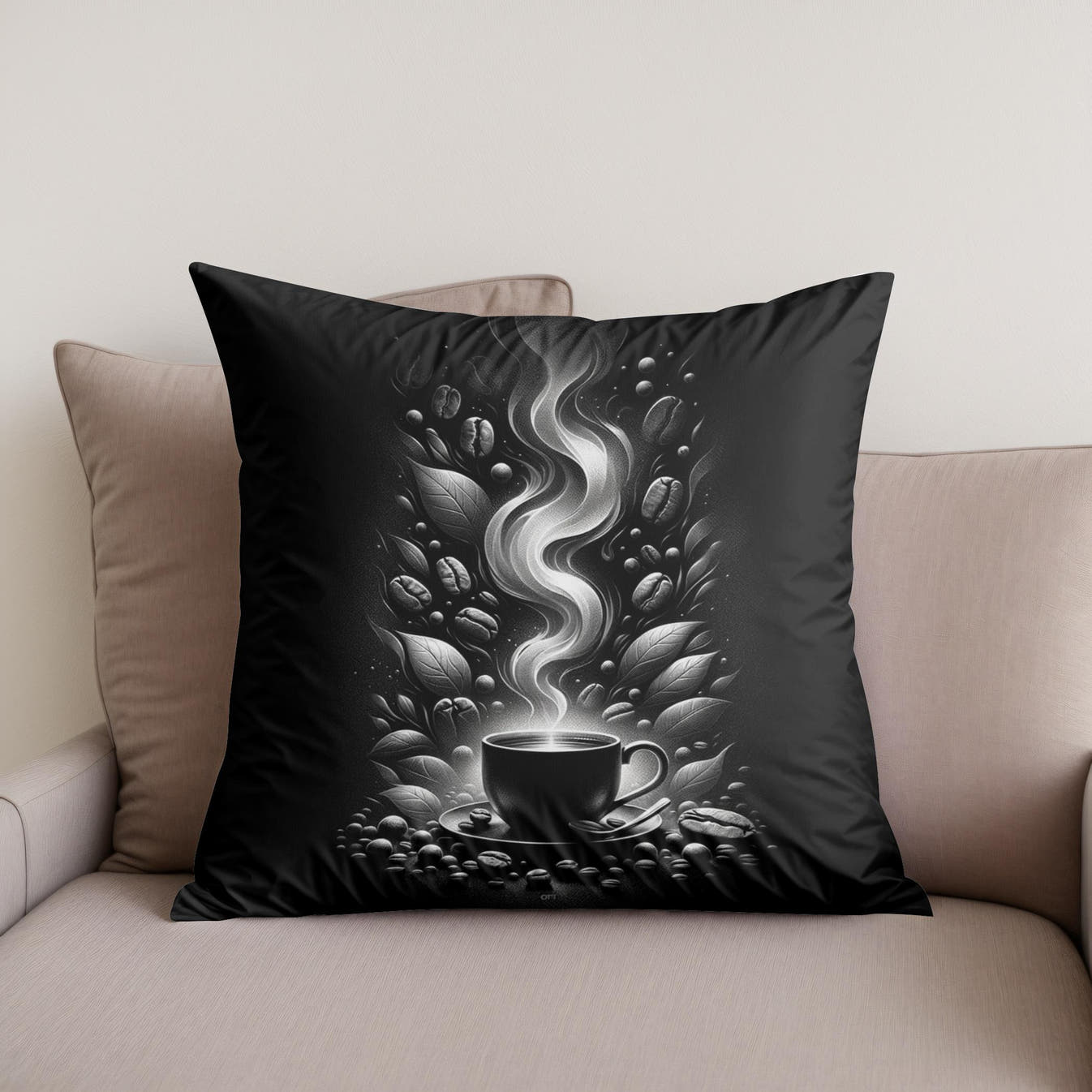 Steamy Mornings: Silver Aroma Cotton Cushion - Secondary Image