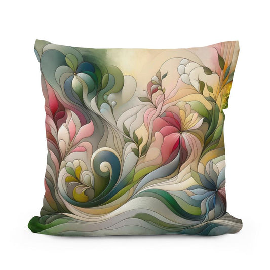 Blooming Abstraction Cotton Pillow - Main Image