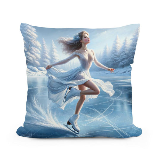 Elegant Ice Skater Cotton Pillow - Main Image