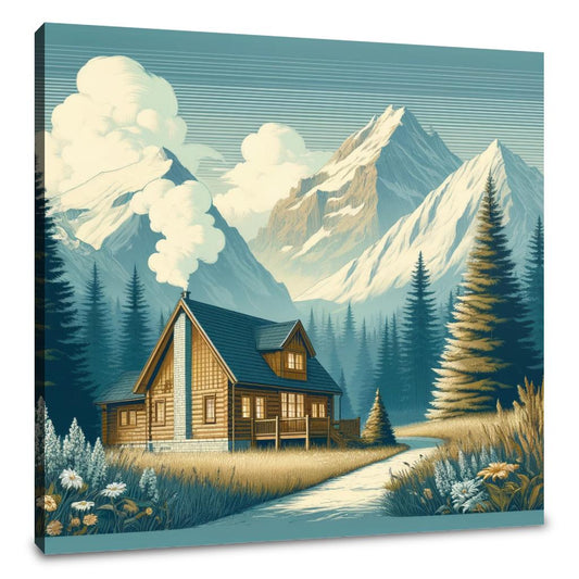 Mountain Cabin Serenity Canvas - Main Image