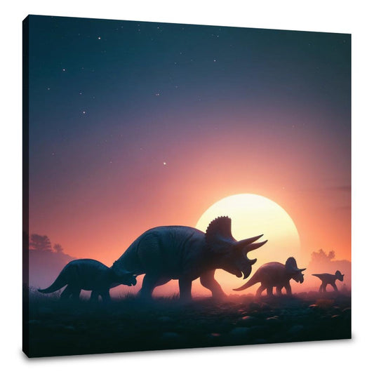 Sunset Journey Triceratops Canvas - Main Image