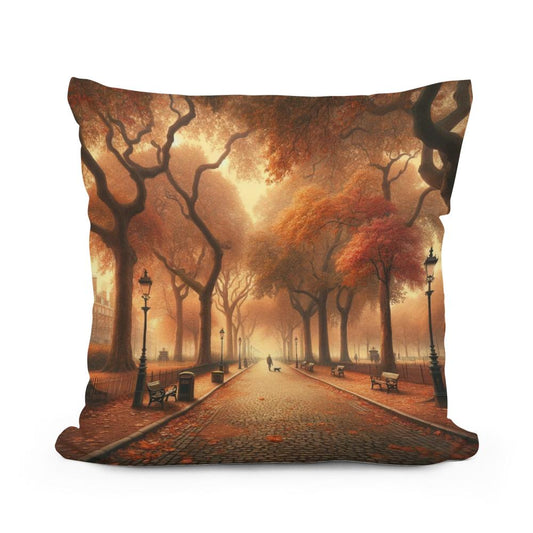 Autumn Park Elegance Cotton Pillow - Main Image