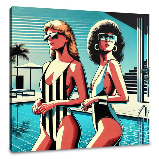 Retro Elegance Poolside Canvas - Main Image