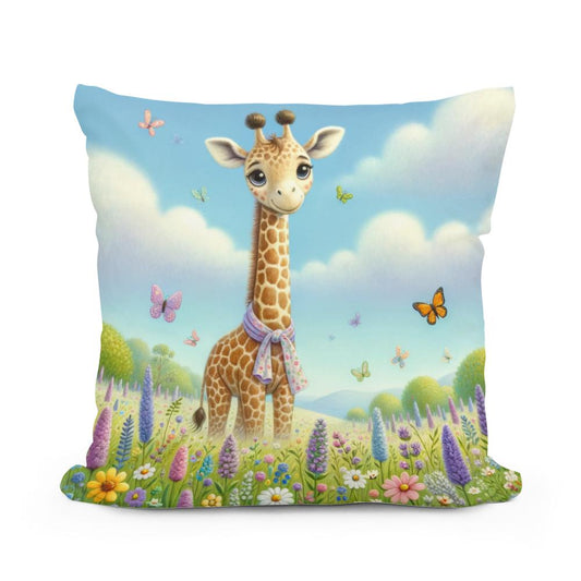 Giraffe Garden Cotton Pillow - Main Image