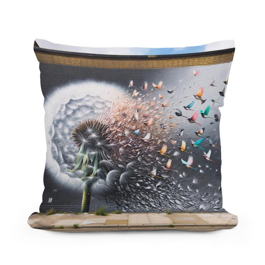 Dandelion Flight Cotton Pillow - Main Image