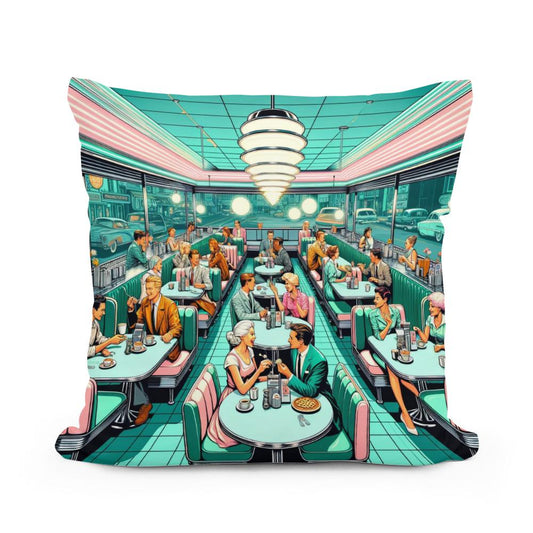 Retro Diner Revival Cotton Cushion - Main Image