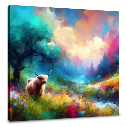 Vivid Highland Cow Escape Canvas - Main Image