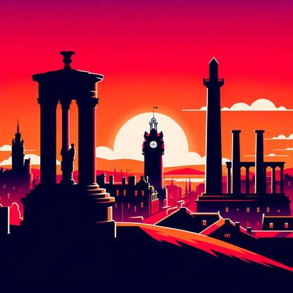 Edinburgh Calton Hill Sunset Silhouette Cotton Cushion