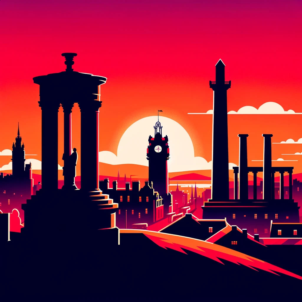 Edinburgh Calton Hill Sunset Silhouette Cotton Cushion