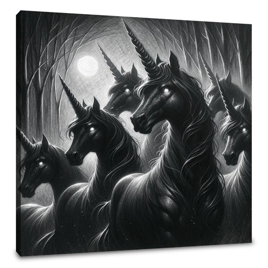 Moonlit Shadows Unicorns Canvas - Main Image