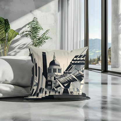 London Tate Modern and Millennium Bridge Modernist Cotton Cushion - Secondary Image 3