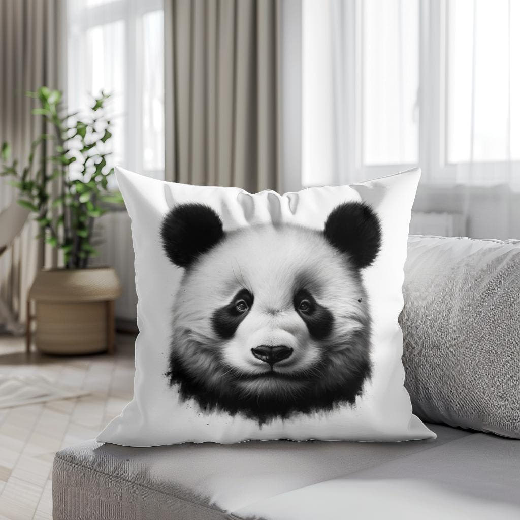 Emotive Panda: Captured Grace Cotton Pillow - Secondary Image 4