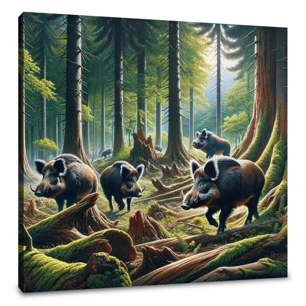 Woodland Boars Canvas - Main Image