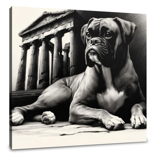 Old World Charm Boxer in Repose Canvas - Main Image