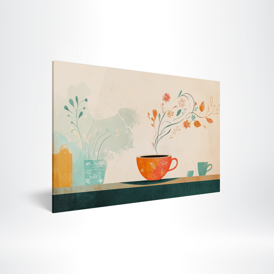 Floral Coffee Swirl Acrylic Print Hero Image
