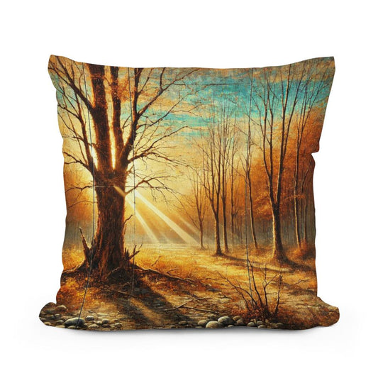 Rustic Autumn Glow Cotton Pillow - Main Image
