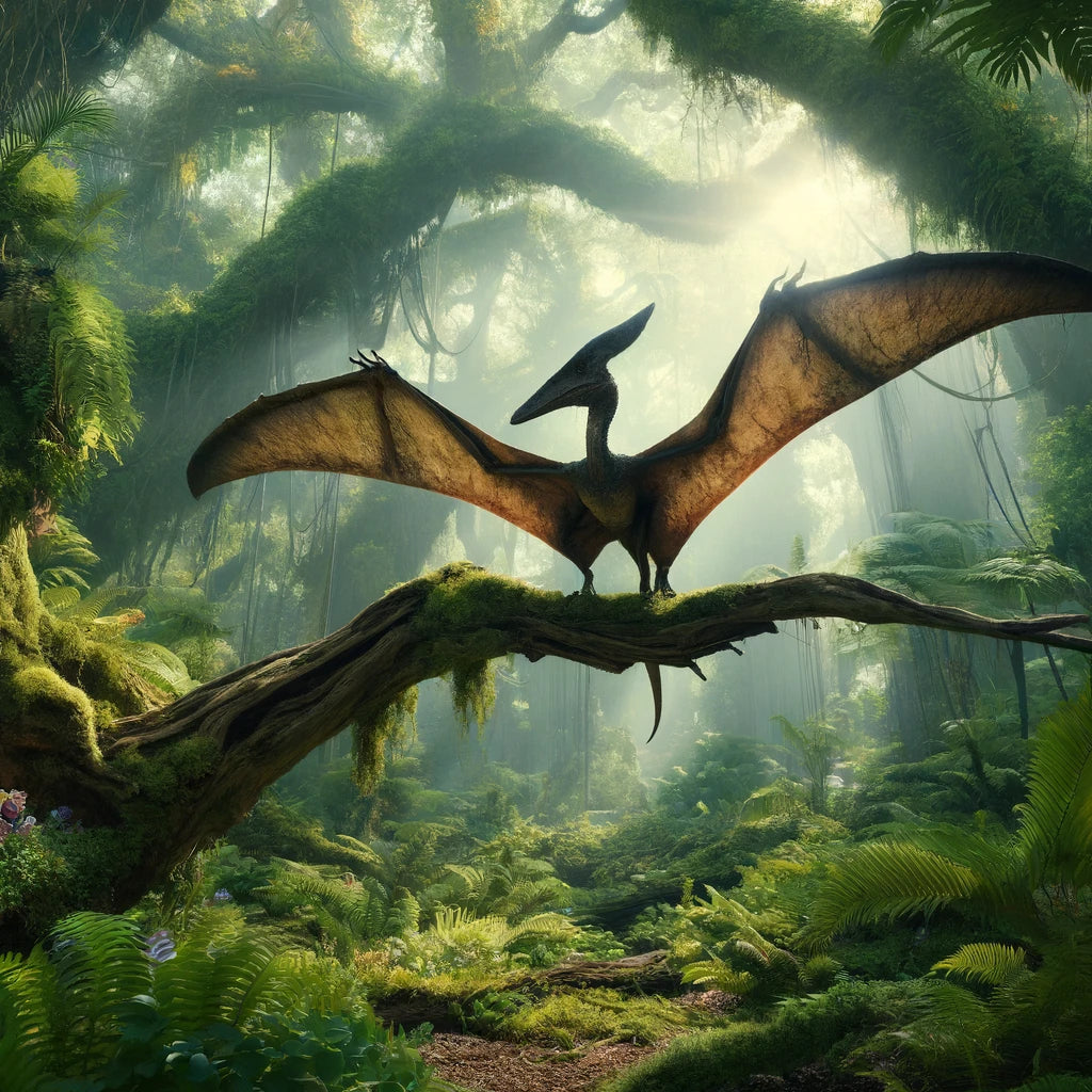 Forest Perch Pterodactyl Cotton Pillow