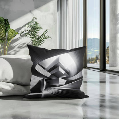 Modern Mirage: Light and Structure Cotton Cushion - Secondary Image 3