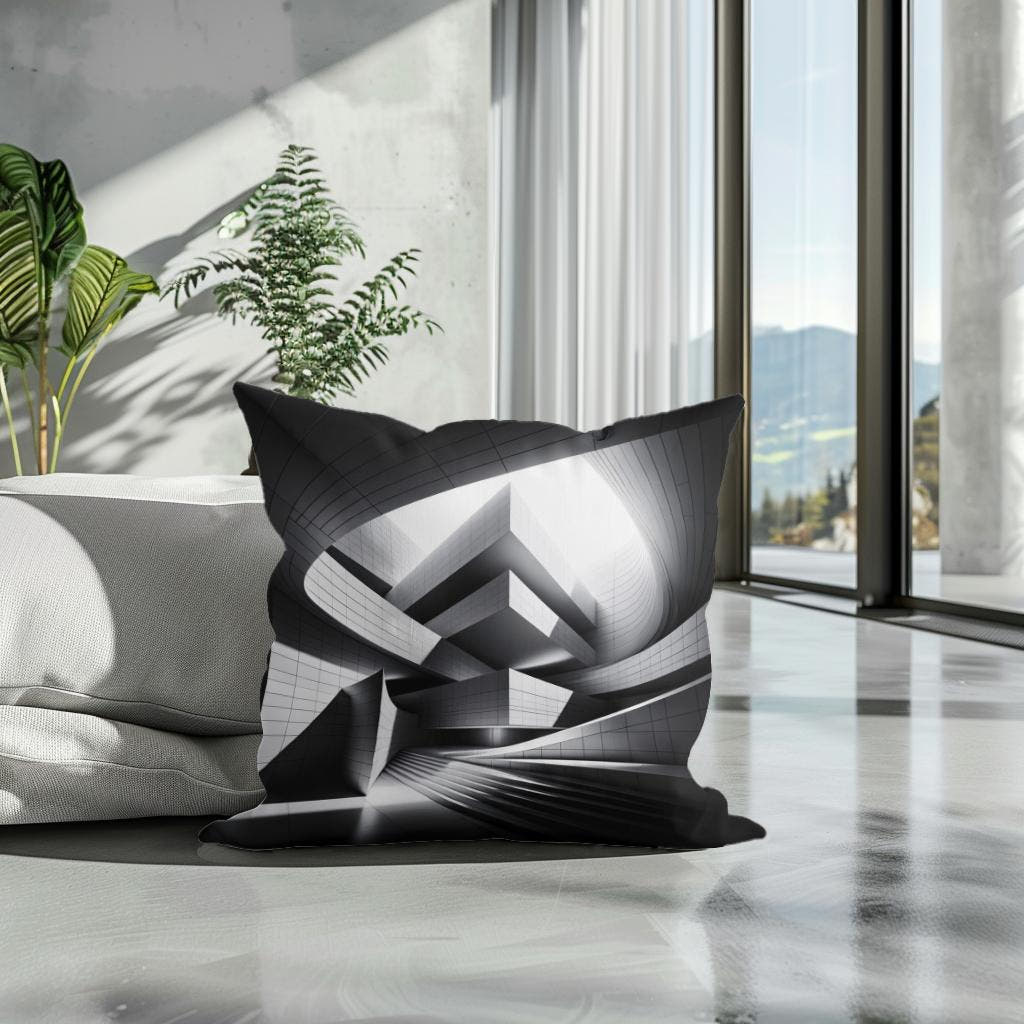 Modern Mirage: Light and Structure Cotton Cushion - Secondary Image 3