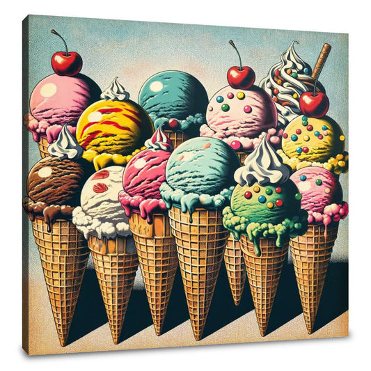 Vintage Pop Ice Cream Delight Canvas - Main Image