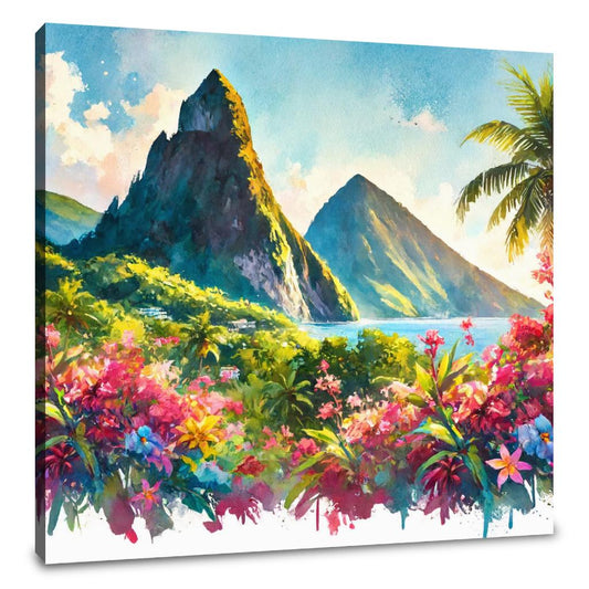 Volcanic Peaks and Blooms Canvas - Main Image