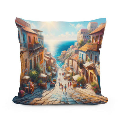 Sunny Mediterranean Charm Cotton Cushion - Main Image