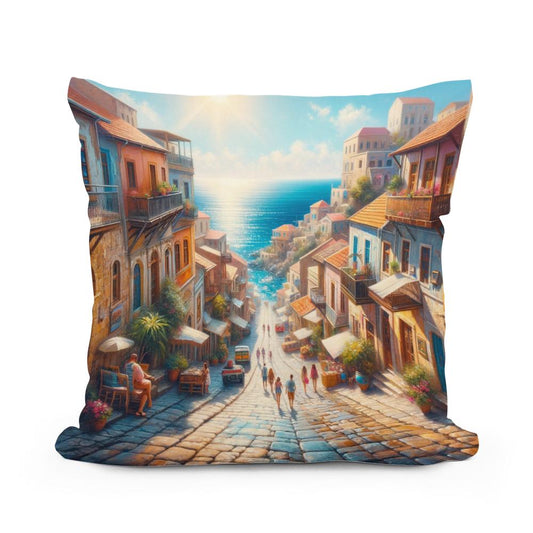 Sunny Mediterranean Charm Cotton Cushion - Main Image
