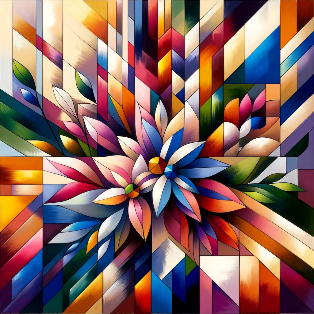 Geometric Floral Fusion Canvas