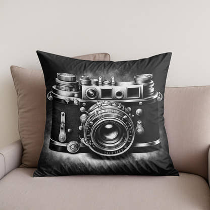 Golden Era Vintage Camera Cotton Cushion - Secondary Image