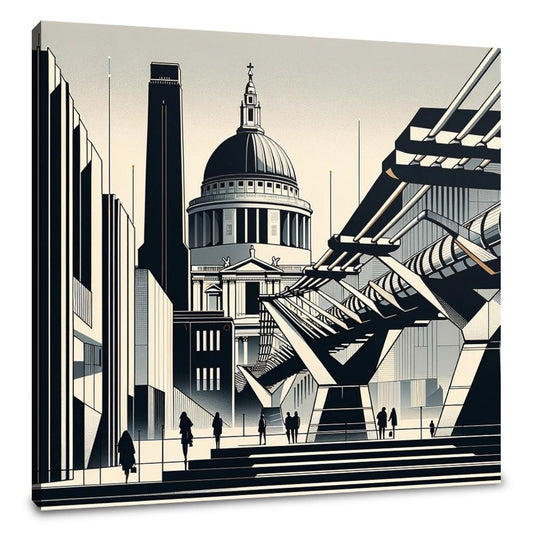 London Tate Modern and Millennium Bridge Modernist Canvas - Main Image