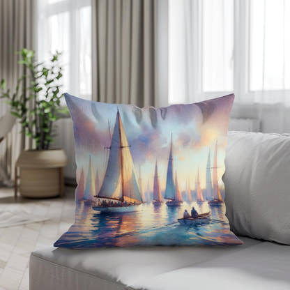 Dawn's Regatta Cotton Cushion - Secondary Image 4